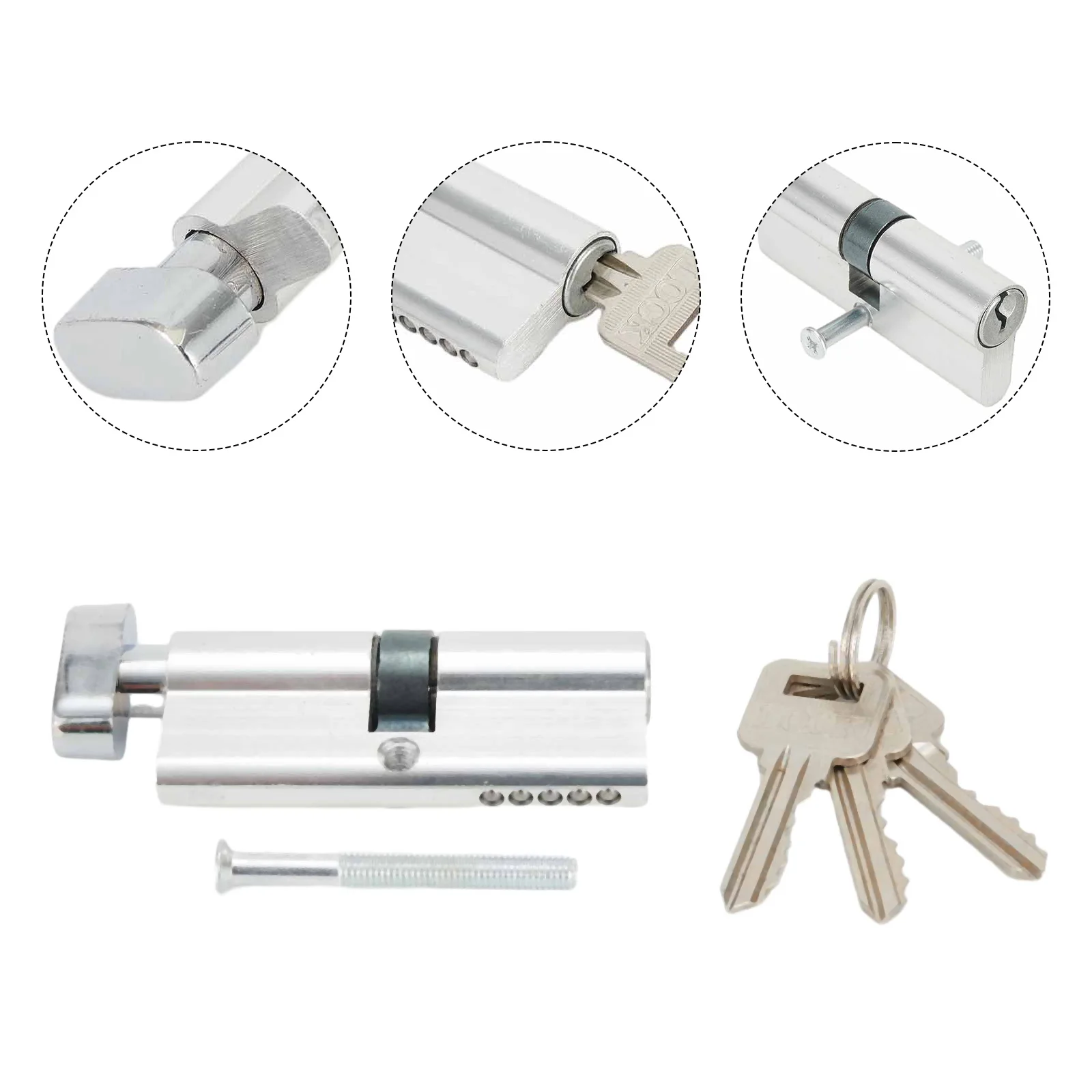 

Brand New Lock Cylinder Accessories Multi-way Lock Silver Thumb Turn With Screw Against Theft Aluminum Anti Pick