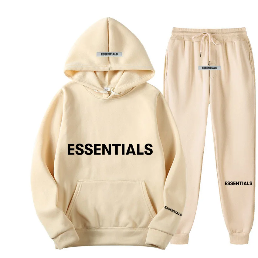ESSENTIALS Hoodie Set Men's and Women's Sweatshirt Reflective Letter Printed Brushed Super Dalian Hoodie Fashion Hip Hop Street