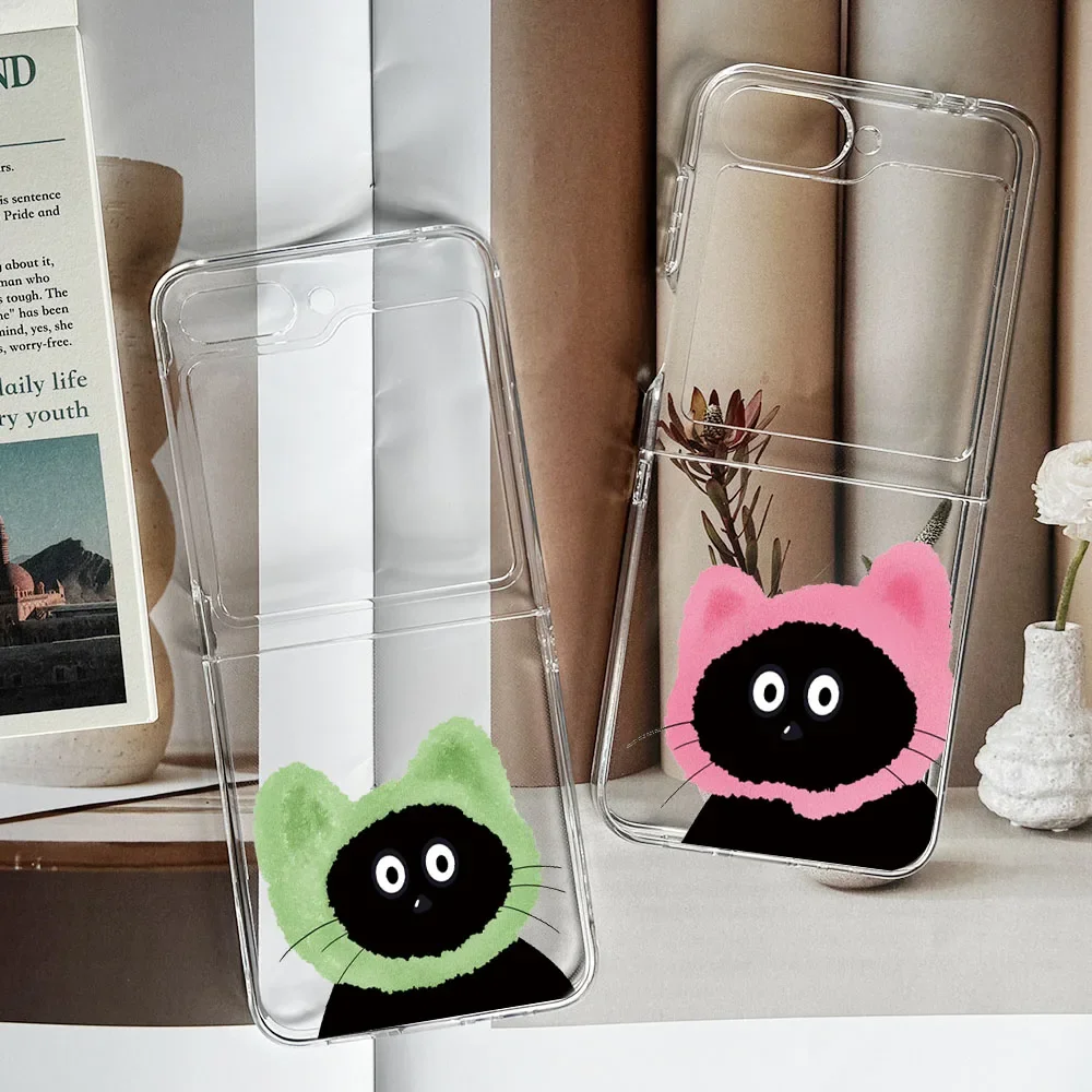 Складной чехол для телефона с забавным мультяшным черным котом Samsung Galaxy Z Flip 5 ZFlip 6