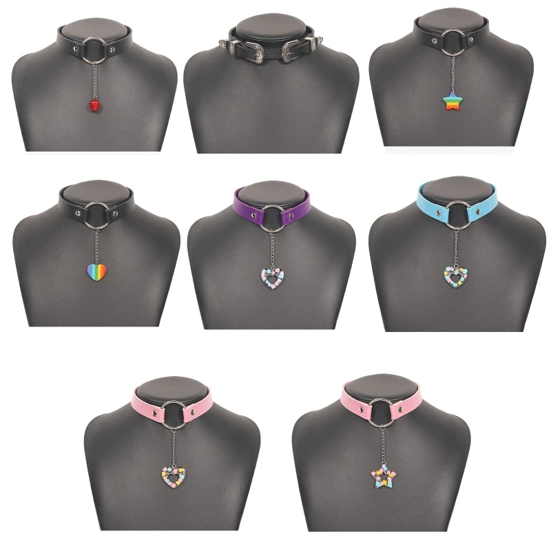 

Чокер MXMB в стиле панк, черный готический пояс в стиле панк, вечернее ожерелье-чокер из искусственной кожи