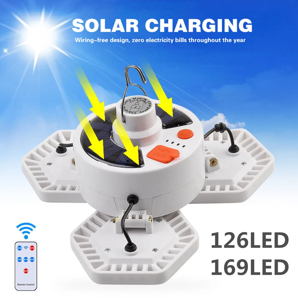 

Camping Light Portable Lantern Waterproof Lamp Camp With Solar/USB Rechargeable Battery 126LED Solar Lantern Outdoor/Tent/Hiking