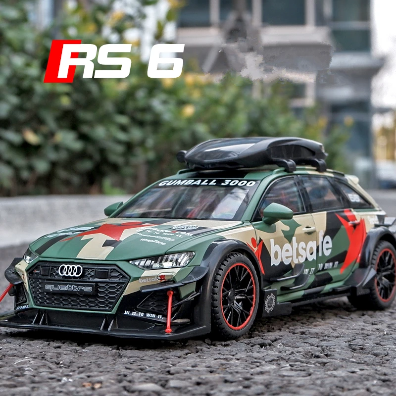 1/24 Audi RS6 Alloy Avant Station Wagon Car Model Diecasts Metal Toy Track Sports Car Model Simulation Sound and Light Kids Gift