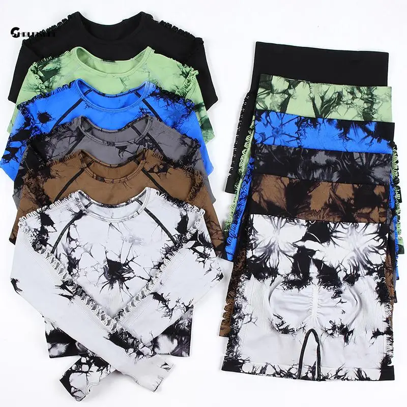 Женский бесшовный костюм для йоги CHRLEISURE комплект из 2 предметов фитнеса