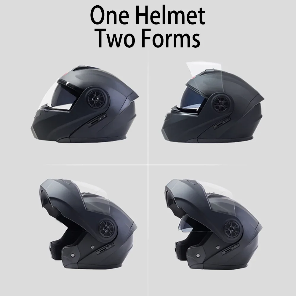 

Новый матовый черный откидной мотоциклетный шлем для мужчин и женщин с двойным козырьком Профессиональный Гоночный Мотокросс на все лицо