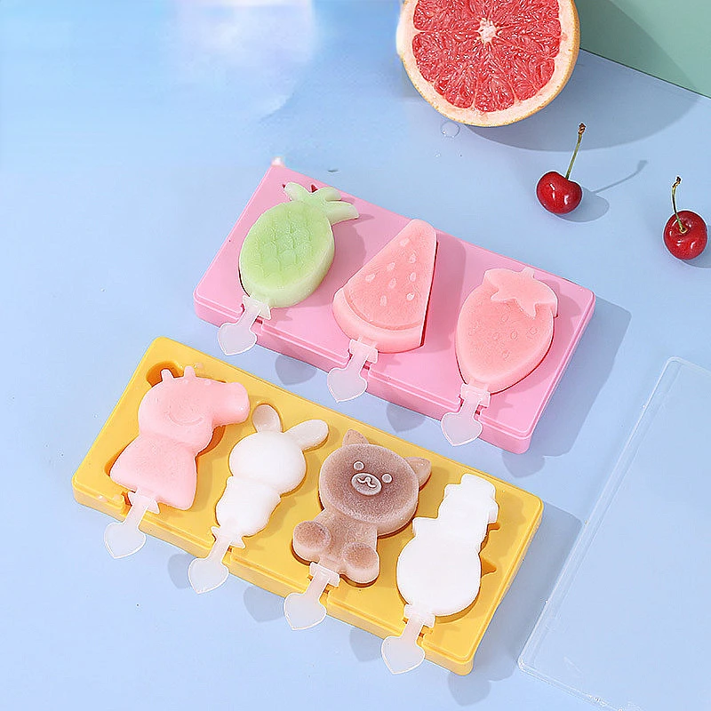 

Cartoon Silicone Ice Cream Popsicle Mold Home Homemade Frozen Ice Cube Box Silicone Mold Ice Popsicle Bags