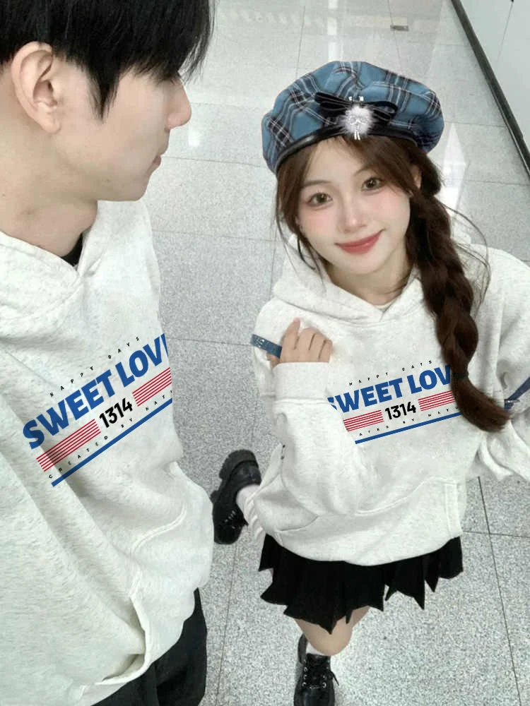 SWEETLOVE американские толстовки для пар в стиле ретро осень и зима 2024 новые