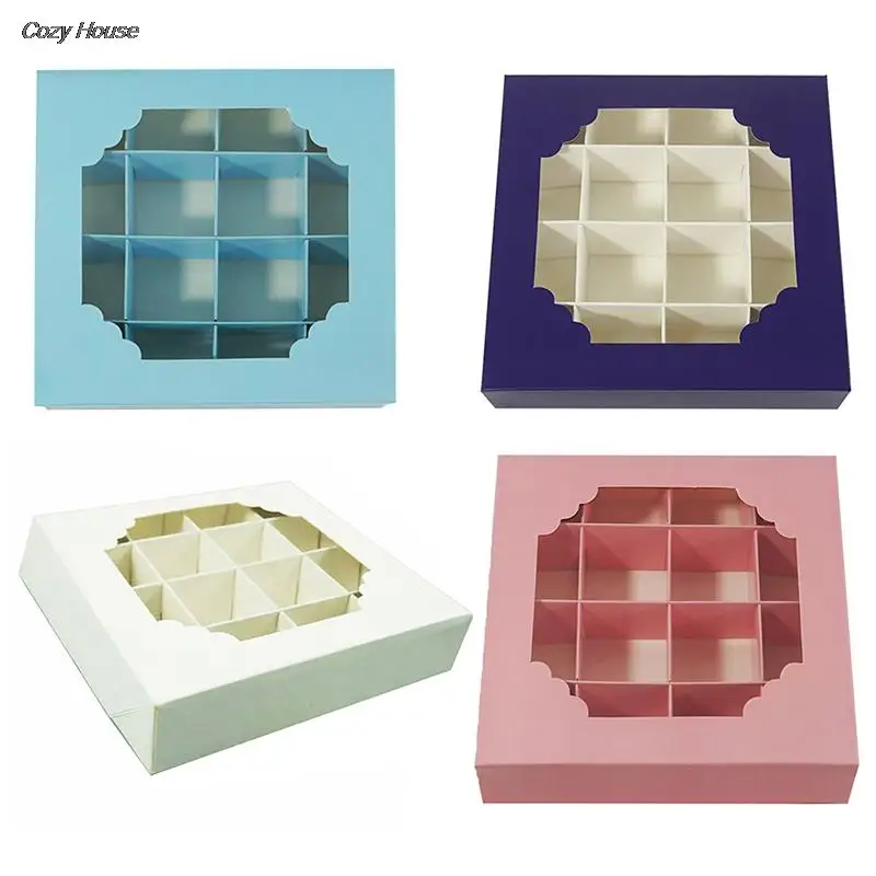 Es Empty 16 Grids Gift Candy Boxes Inserts Clear Window And Divider For Chocolate Cake Packaging Boxes