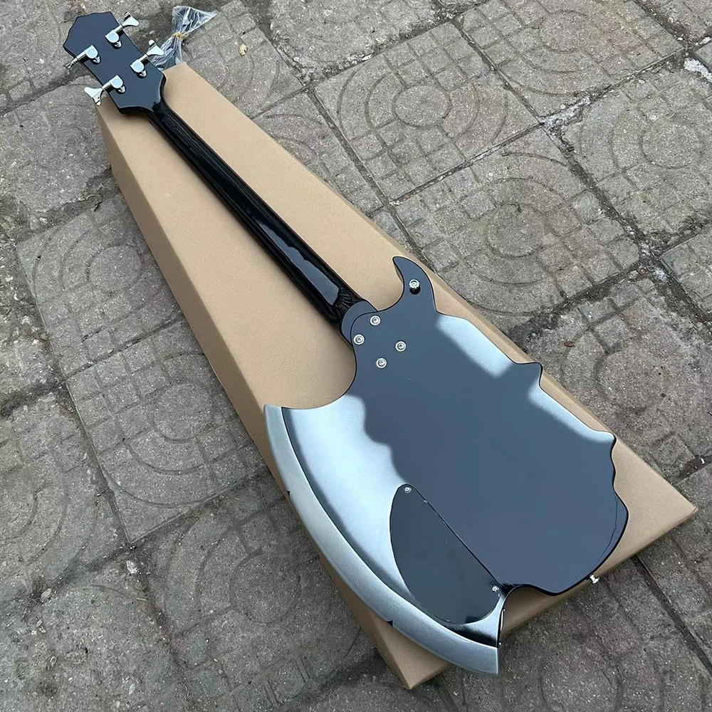 Четырехструнный бас электрическая гитара черный корпус топор подписан в наличии