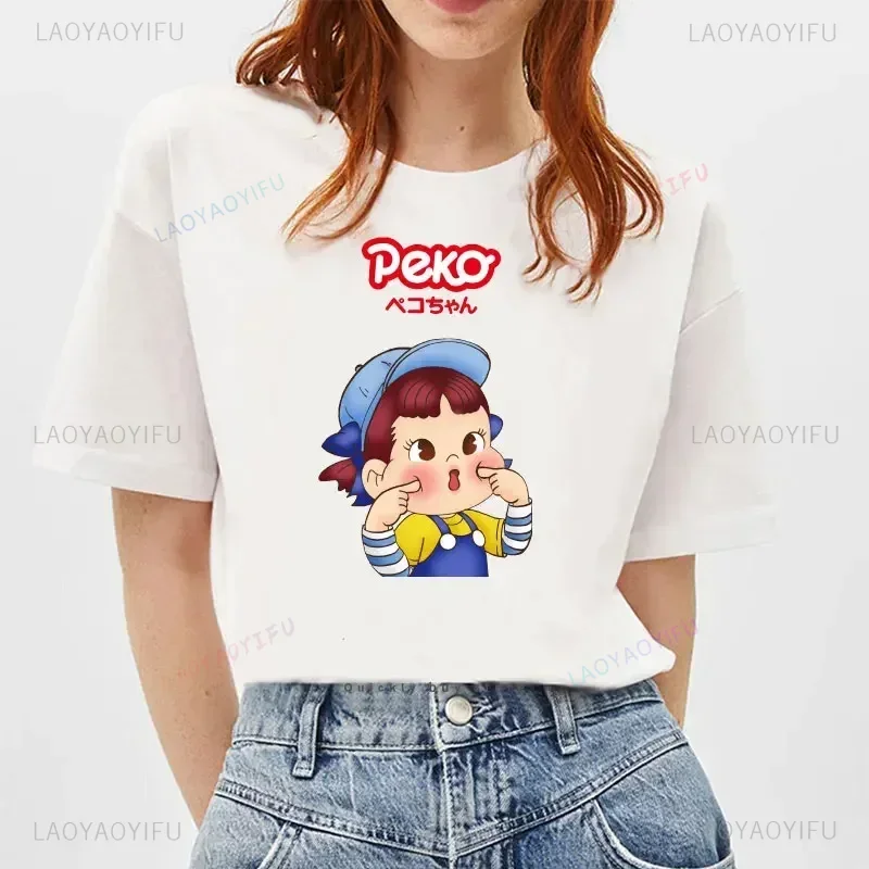 Классические футболки с рисунком в стиле ретро Milky Peko-chan 100% хлопок мужская одежда