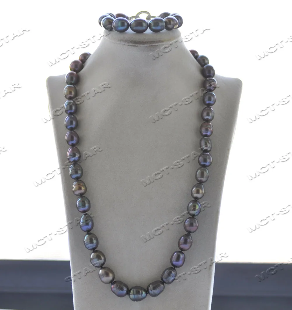 

MCT · STAR Z12307 набор 17 мм Ожерелье Браслет CZ из пресноводного жемчуга коричневого и черного цвета