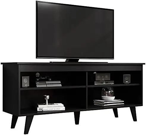 

Подставка с 4 полками и кабельным управлением, телевизионный стол для телевизоров до 55 дюймов, деревянный, 23 дюйма H x 15 дюймов