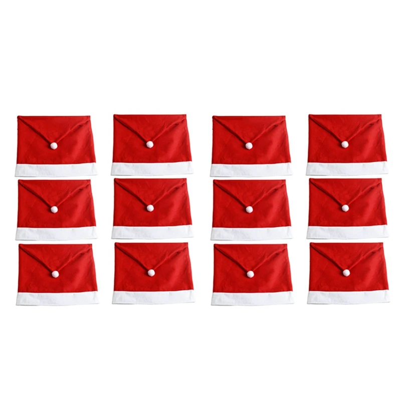 

12 шт./компл., рождественские чехлы на стулья с шапочкой Санта Клауса, украшение для обеденного стола для вечерние, рождественские подарки