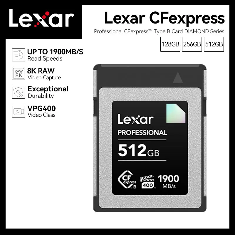 

Lexar CF Card CFexpress Type-B Memory Card DIAMOND SERIES 128GB 256GB 512GB 8K RAW Video Speeds of up to 1900MB/s Read VPG400