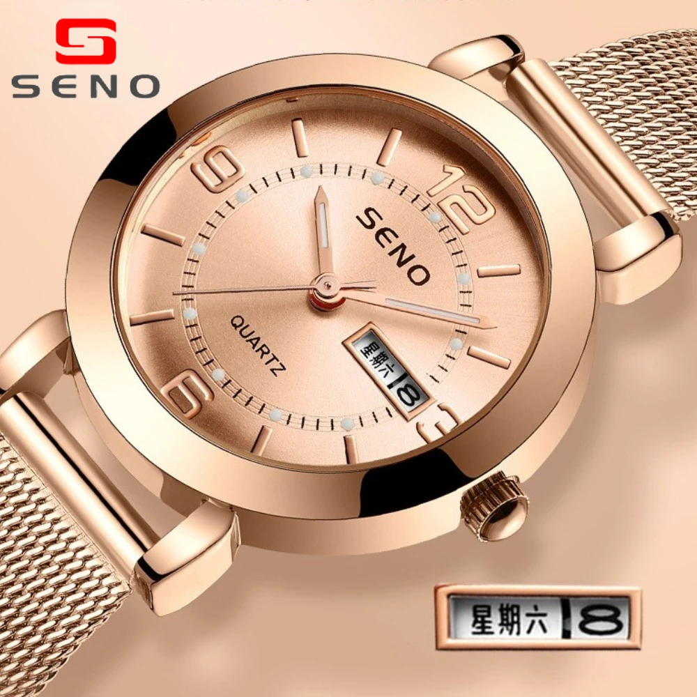 

Seno Watches For Women Waterproof Calendar Stainless Steel Ladies Quartz Relogio Feminino Female Montre Reloj Mujer