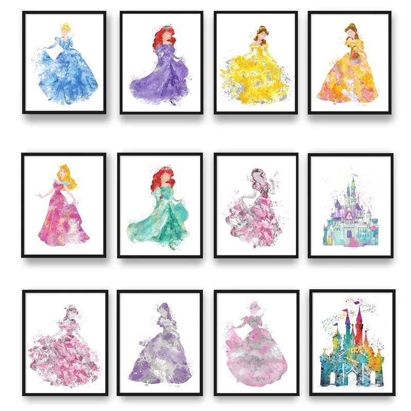 

Canvas Disney Princess Poster Painting Wall Art Printed Modular Elsa and; Anna Pictures Home Decoration for Living Room No Frame