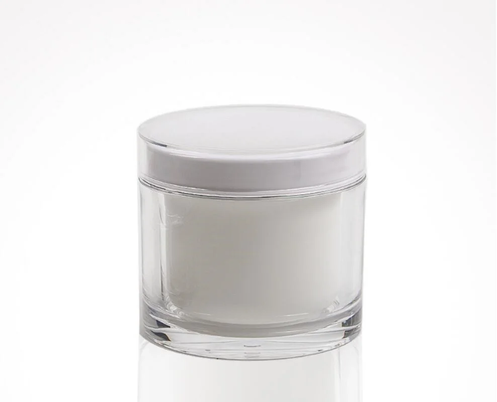 

200G acrylic pearl white straight round jar pot tin essence moisture gel day night cream serum whitening skin Cosmetic Packaging