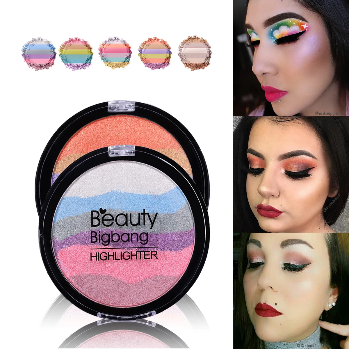 

5 Colors Soft Mineral Face Makeup Palette Rainbow Cosmetic Eyeshadow Highlighter Powder Palette Face Contour Makeup Powder