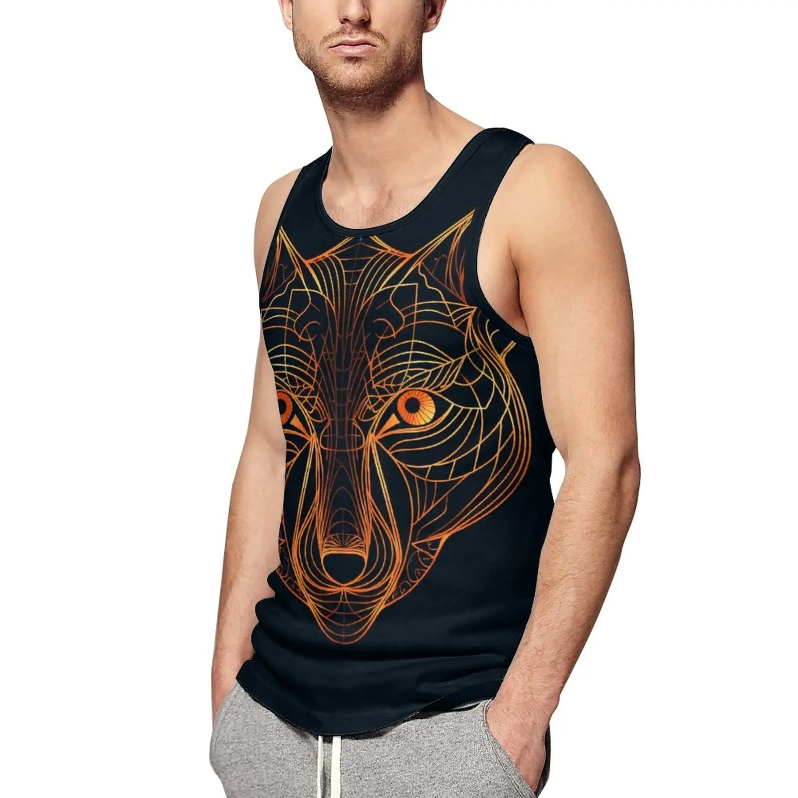 

Мужской неоновый Топ без рукавов, с принтом лисы