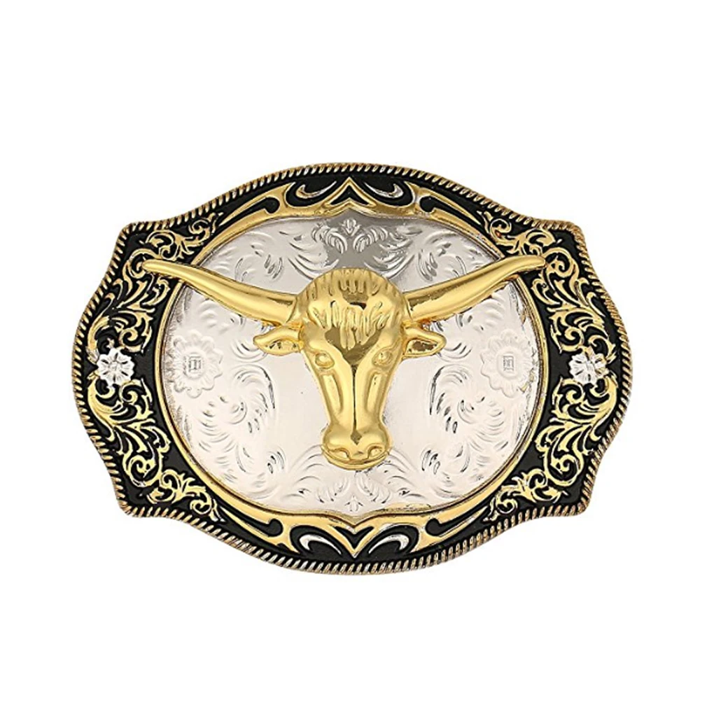 

Belt Buckle Silver Long Horn American Cowboy Fashionable Buckles as Perfect Gift Gift in Bags Package for Men Adults