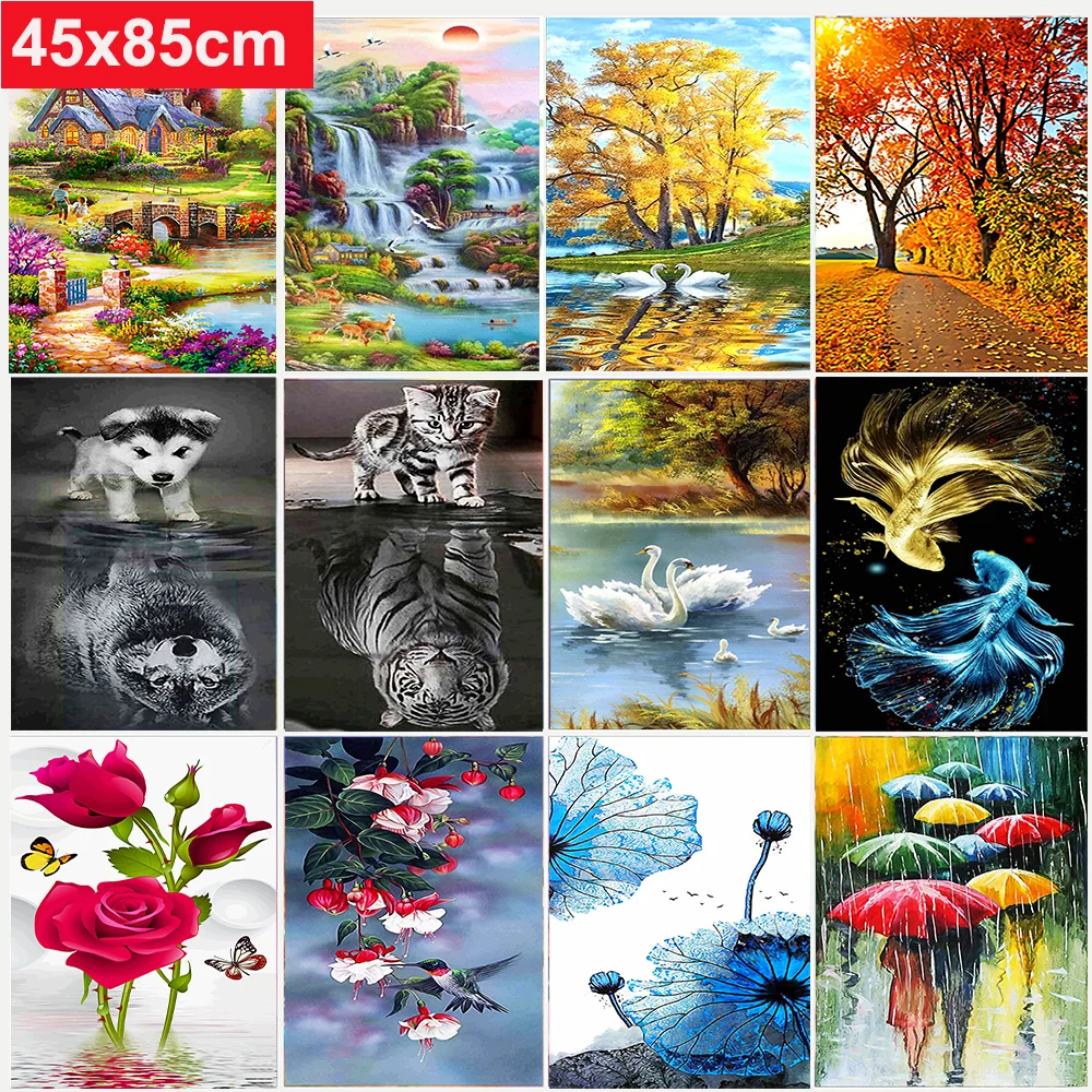 

Алмазная 5D картина «сделай сам», животное, собака, кошка, золотая рыбка, пейзаж, морская Гора, вышивка крестиком, мозаика, украшение для дома