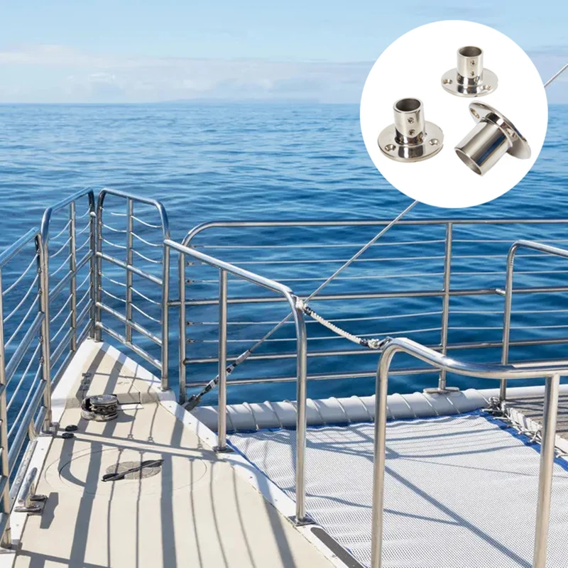

1Pc 25mm 90 Degree Round Stanchion Base 316 Stainless Steel Boat Hand Rail Fitting For Sailboat Powerboat Railing