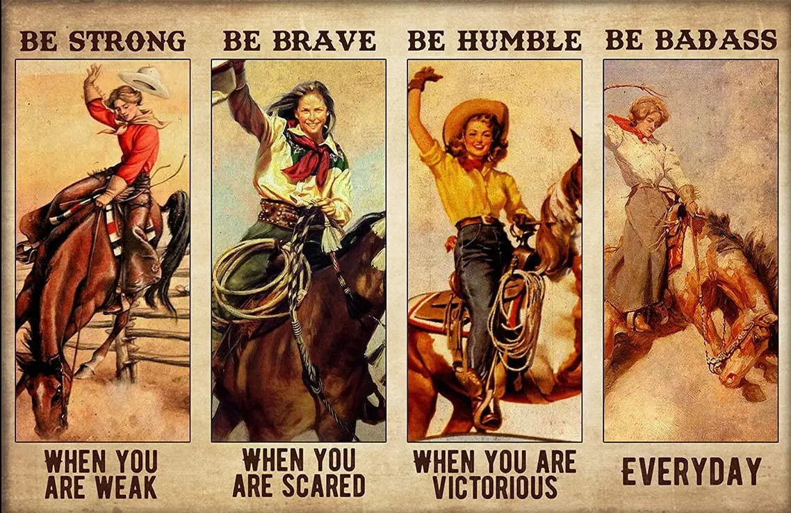 

Cowboy Rodeo Be Badass Everyday Vintage Poster, Vintage Metal Bar Coffee Bar Home Wall Art Decorative Tin Sign