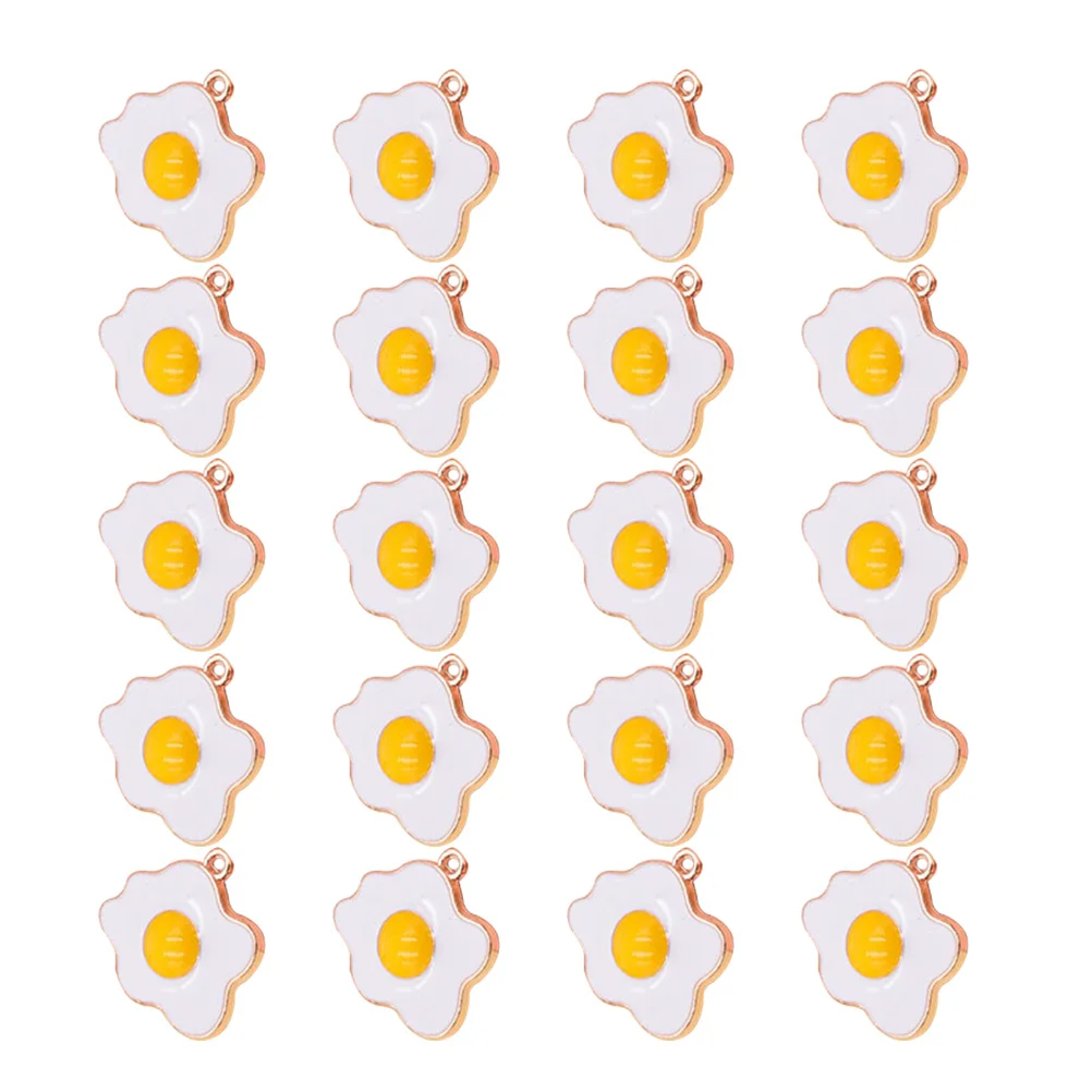 

20 Pcs Fried Egg Men's Necklaces Pendant Studs Men DIY Omelette Supplies Necklace Decors Accessories Alloy