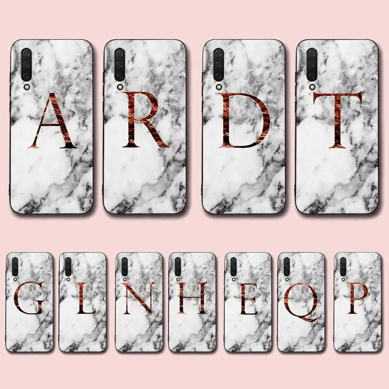

Initial Rose Gold Letters Marble Fashion Phone Case for Xiaomi mi 5 6 8 9 10 lite pro SE Mix 2s 3 F1 Max2 3