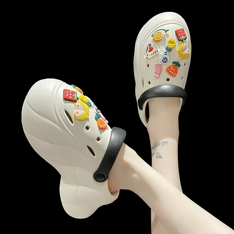 

Super High Heel Platform Coros Shoes Women's Summer Online Influencer Fashion Outdoor Cute Cartoon Muffin Non-Slip Closed Toe