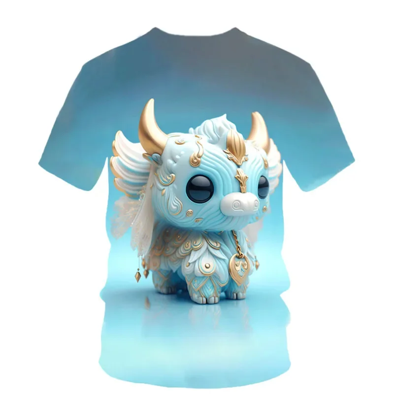 Детская футболка с коротким рукавом принтом китайского дракона