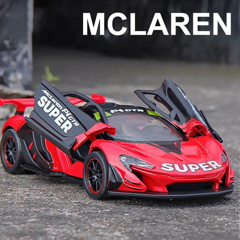 

1:32 McLaren P1 GTR Le Mans Supercar Alloy Car Toy Car Metal Collection Model Car Sound And Light Pull Back Toys For Children
