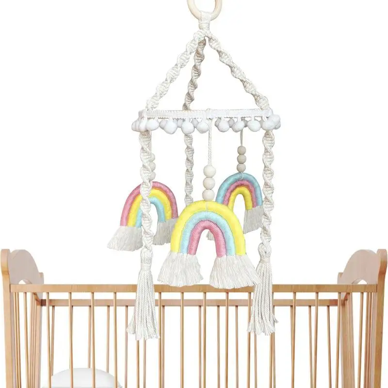 

Boho Crib Mobile Rainbow Pendant Nursery Mobiles Nursery Mobile For Bassinet Vintage Colorful Mobile For Ceiling Decoration