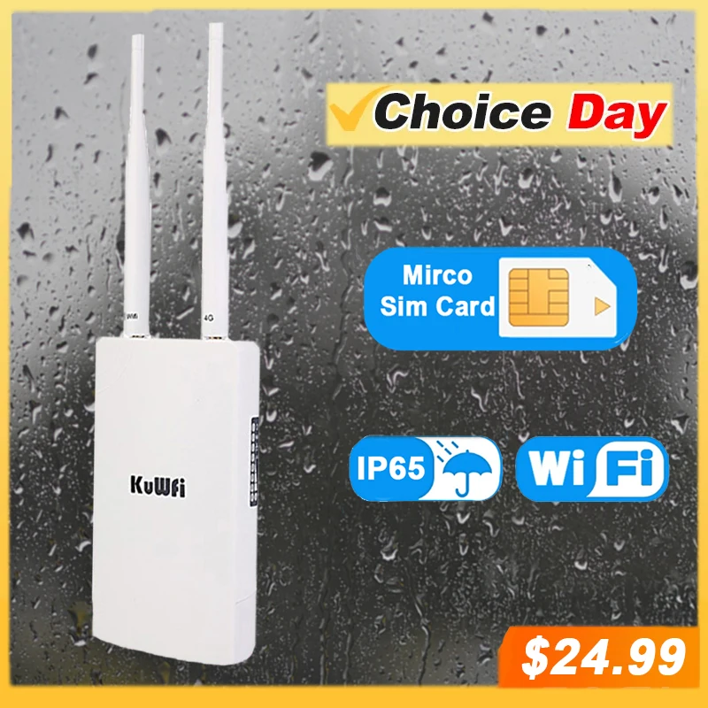 

KuWfi 4G Lte марш-рутизатор 150Mbps Wi-Fi роу-тер беспроводной SIM-модем открытый водонепроницаемый съемные антенны поддерживают 48V POE для камеры