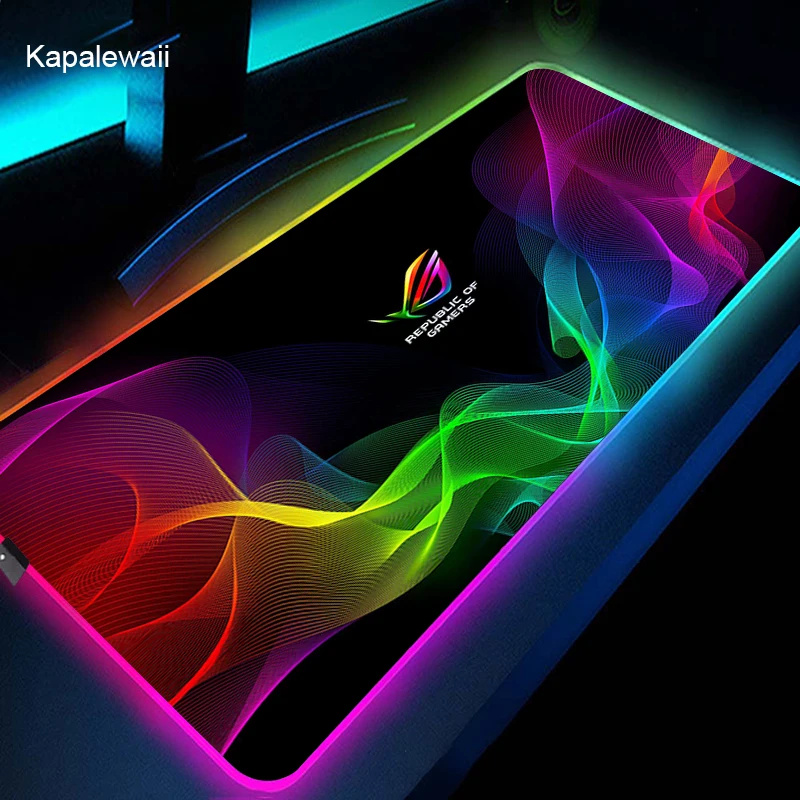 rgb asus rog 900x400 rubber large pc mousepad gamer gaming led mouse pad accessories desk keyboard mat computer laptop mausepad free global shipping