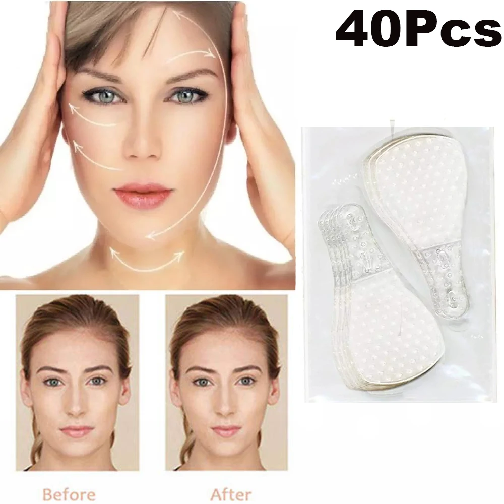 

40 шт./компл. невидимые тонкие наклейки для лица, быстро подтягивающие линии лица, морщины, потертая кожа, V-образная лиса, глаза, подтягивающа...
