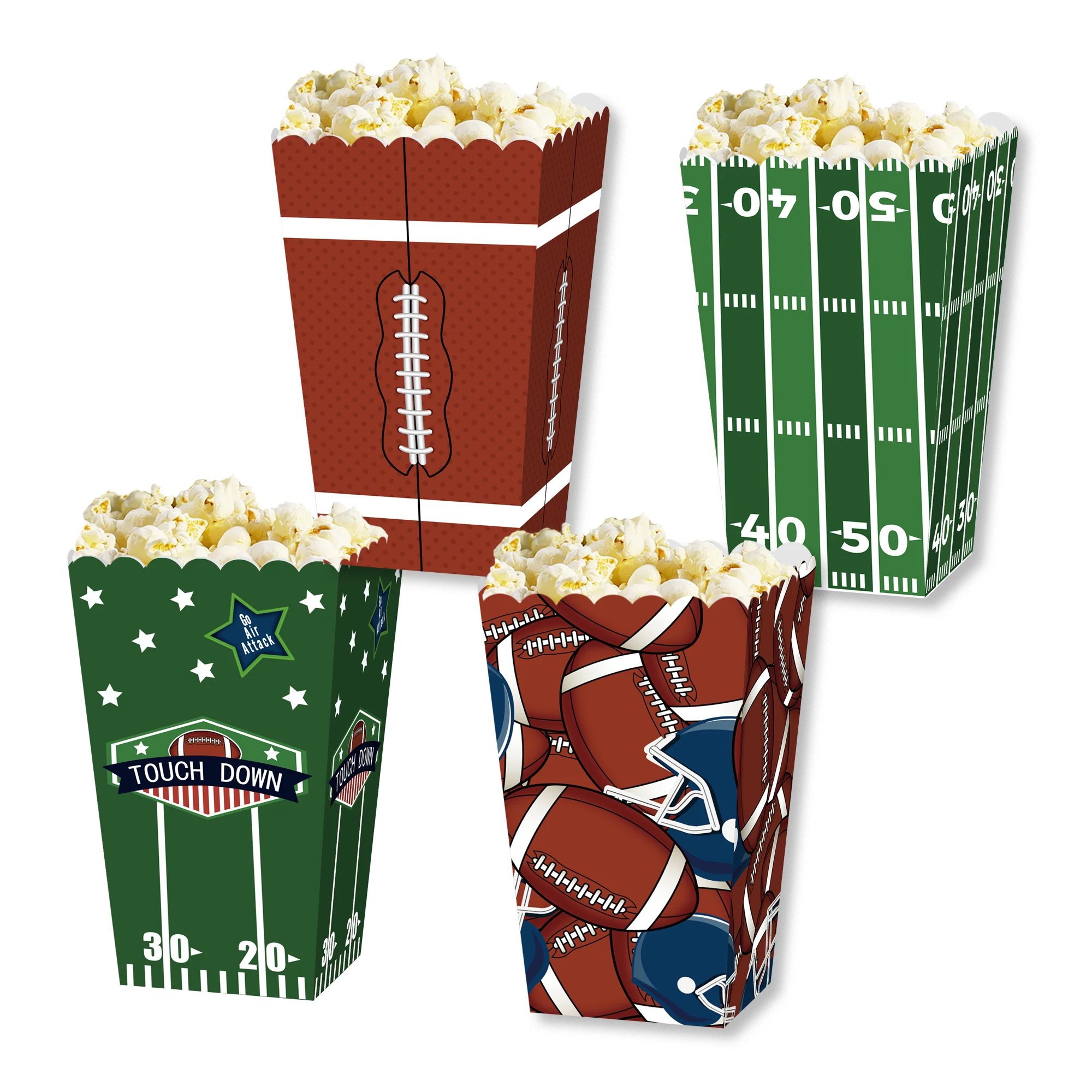 BM003 12Pcs American Football Sports Rugby Theme Popcorn Box Kids Birthday Party Supplies Paper Baby Shower Gift Boxes - купить по