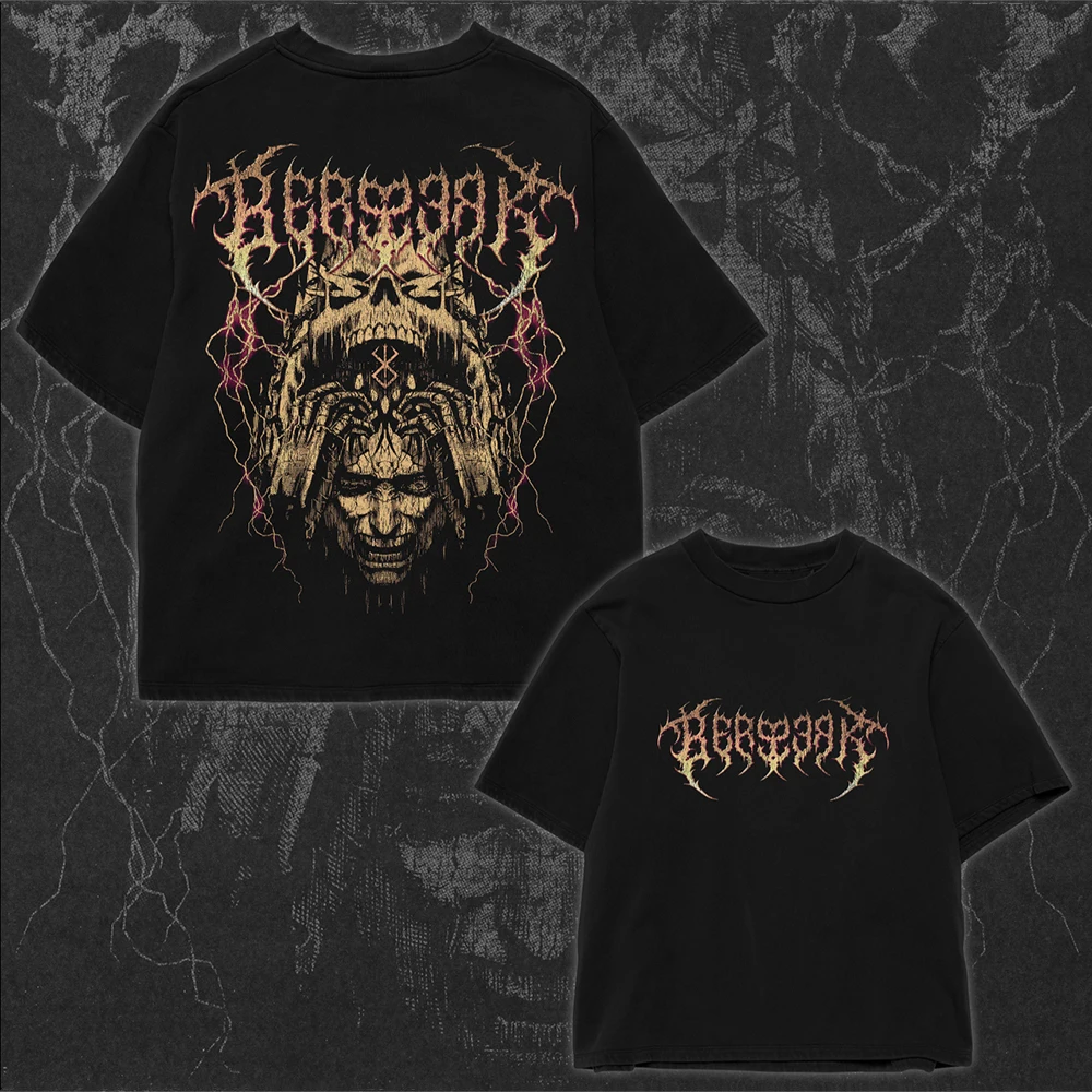 Новая мужская футболка из чистого хлопка с 2D принтом японского аниме BERSERK