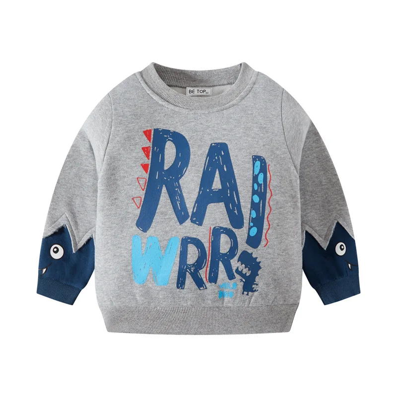 

Новый стиль, Весенняя детская одежда, одежда с принтом мультяшных животных и надписей, свитшот для маленьких мальчиков, одежда с длинным рук...