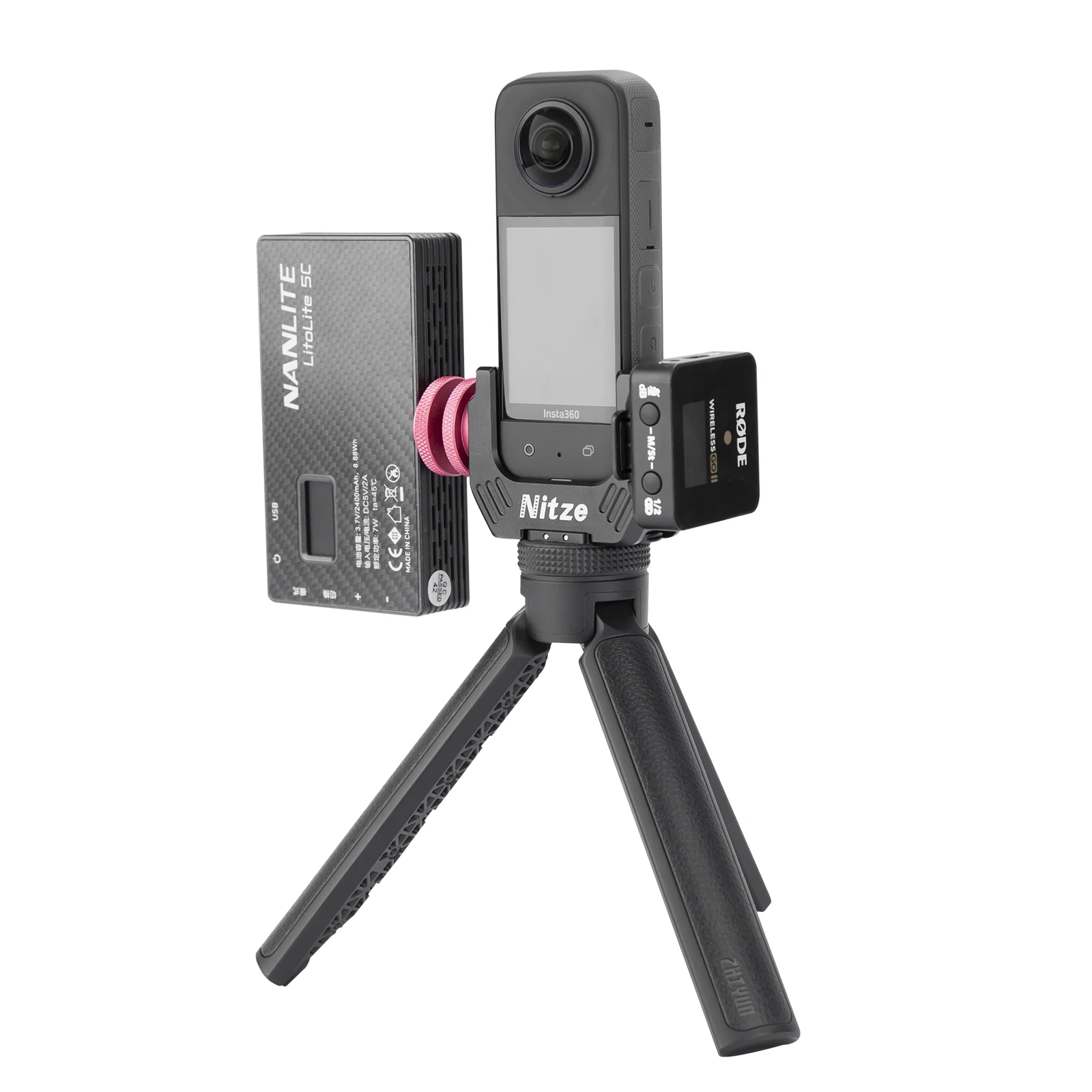 Фото Полурамка Nitze для Insta360 X3 со складными адаптерами для пальцев №1