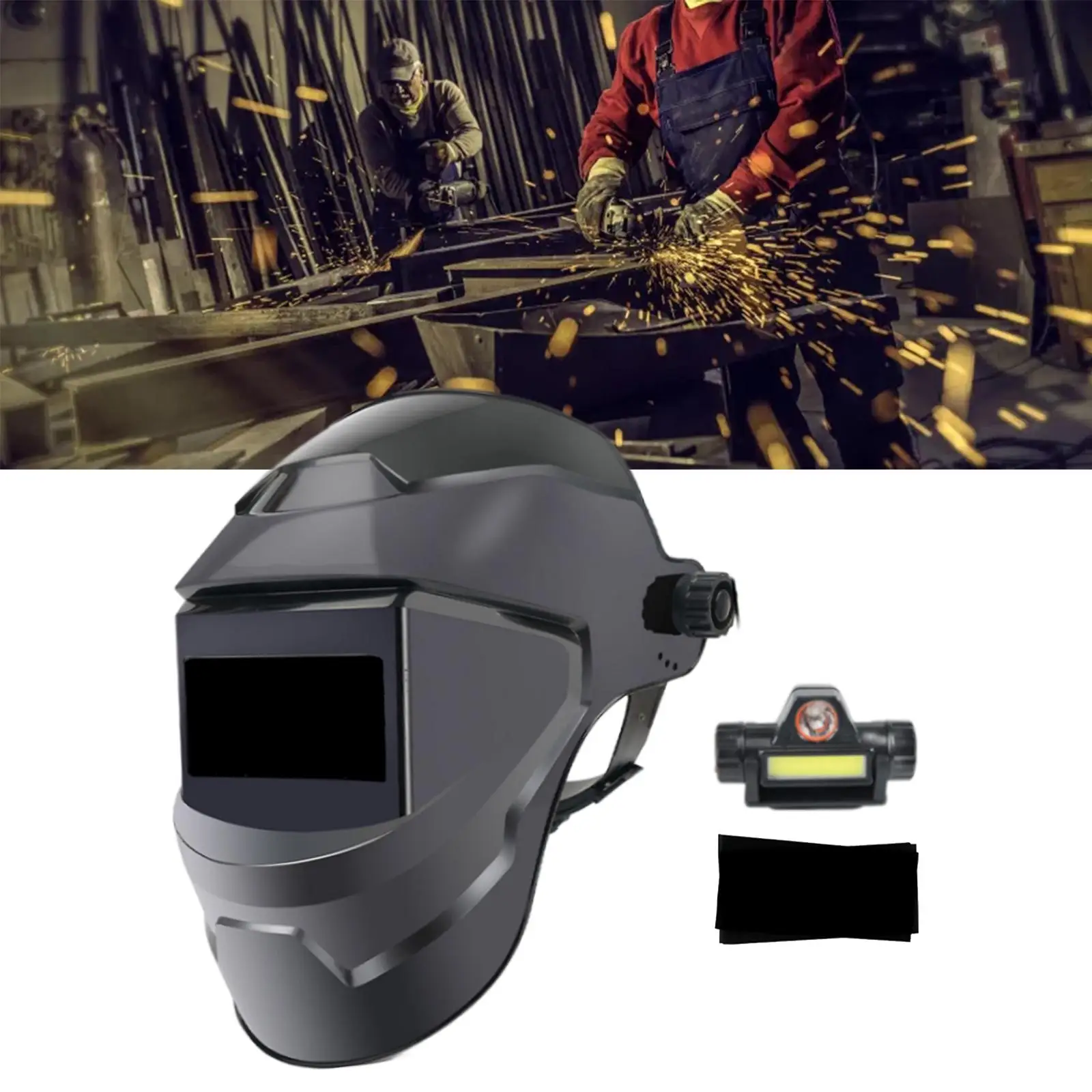 

Solar Powered Welding Helmet Large Viewing Screen Wide Shade Protective Gear