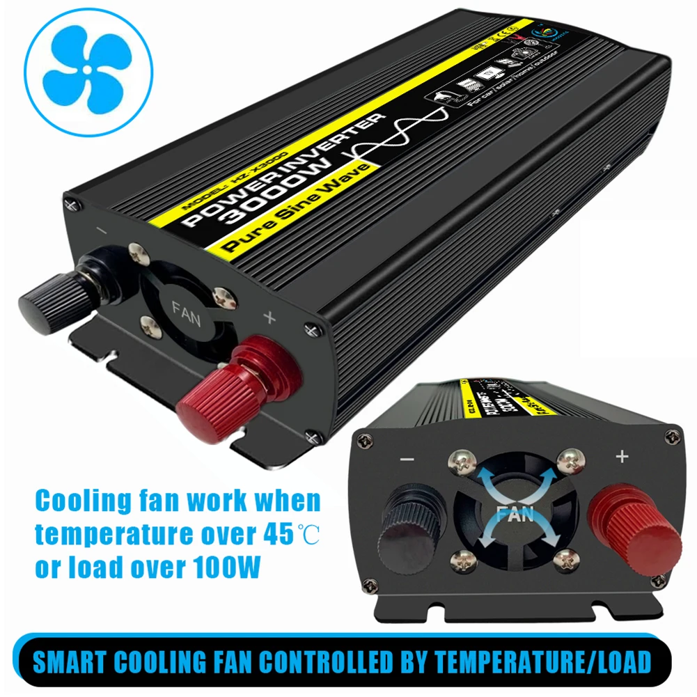 $51.19 3000W Car Power Inverter Modified Sine Wave LED Display DC 12V/24V/48V/60V To AC 220V Solar Car Transformer Convert