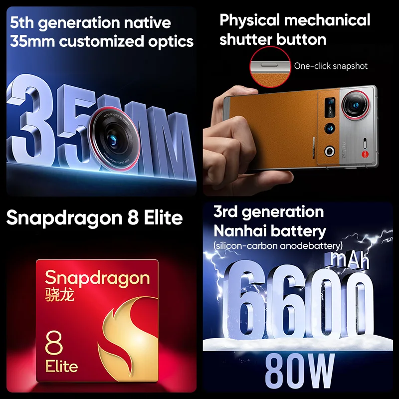 Фото Глобальная версия смартфона nubia Z70S Ultra: Snapdragon 8 Elite, 6.85-дюймовый AMOLED-дисплей 144 Гц, аккумулятор 6600 мАч, 64 МП ультраширокоугольные камеры №1