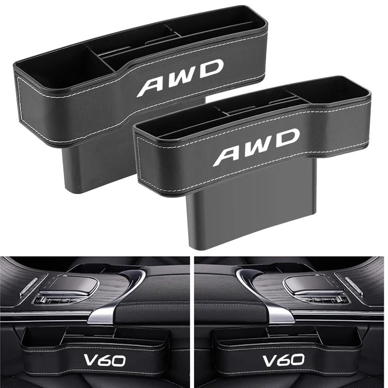 

Car Seat Gap Storage Box For Volvo AWD V40 V50 V60 V90 S60 S90 T6 XC40 XC60 XC90 Logo Organizer Auto Accessories