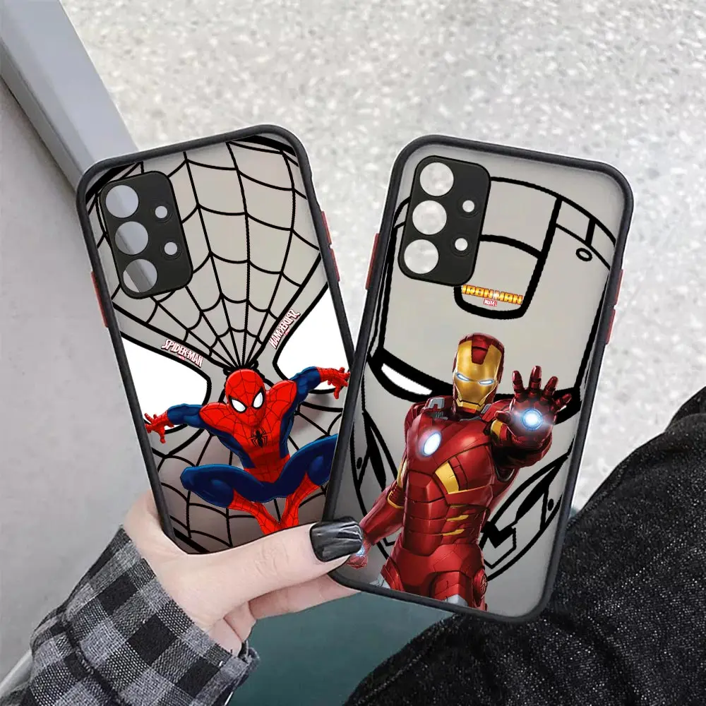 

Marvel line SpiderMan Iron Man Case For Samsung A73 A72 A71 A70 A53 A52 A51 A50 A42 A33 A32 A31 A30 A23 A22 A21S A20S A14 Cover