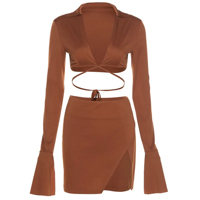 Женский комплект из 2 предметов WPNAKS осенняя одежда однотонный топ с длинным