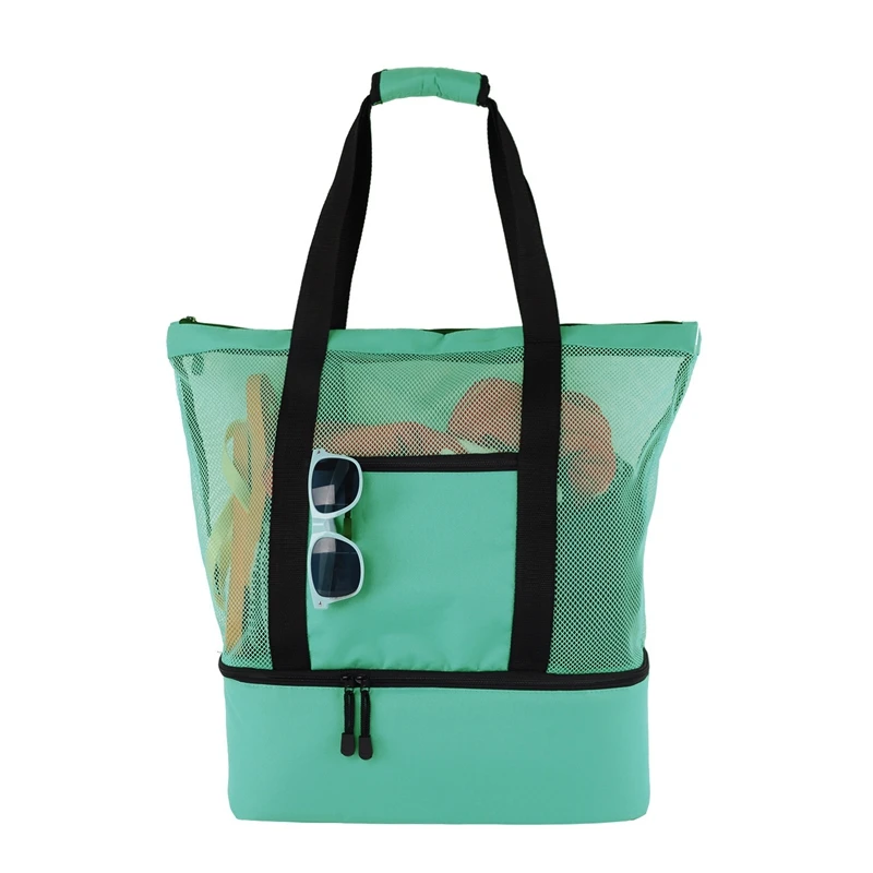 

NEW-Storage Bag Picnic Beach Bag Double-Layer Mesh Beach Picnic Bag Ice Bag Insulation Bag