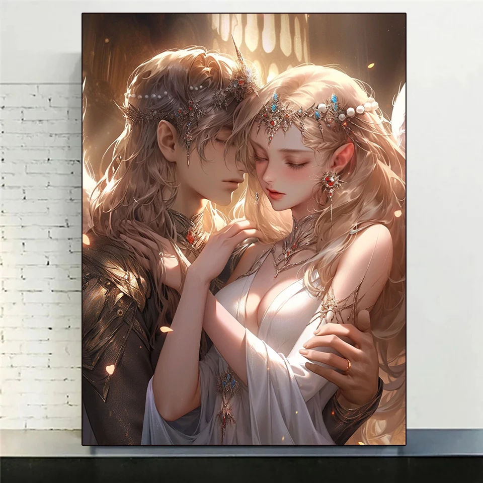 Алмазная картина &quotФея девушка принц эльф&quot 5D полная