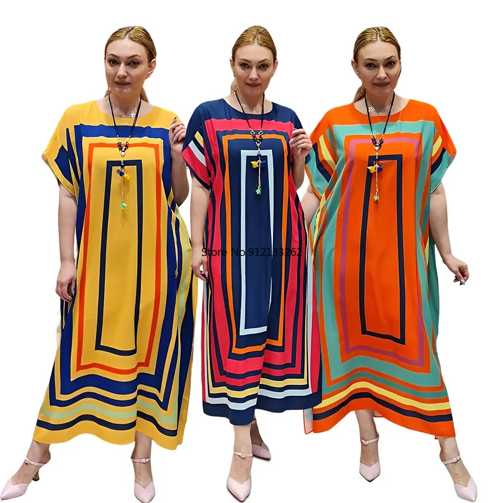 

XL-5XL Дашики, африканские платья для женщин, Осеннее Африканское женское платье с коротким рукавом и круглым вырезом, длинное платье с принто...