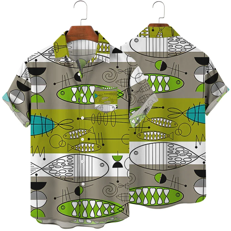 Cartoon Shirt Astronaut Men Shirt  Airship Short Sleeve Rocket 3D Printed Pattern Summer Tops Streetwear