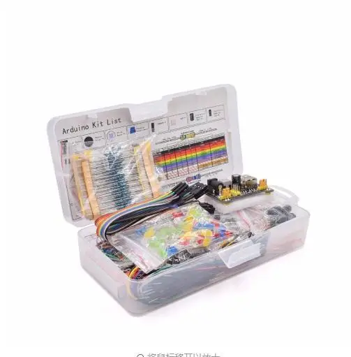 

Electronics Component Basic Starter Kit with 830 Tie-points Breadboard Cable Resistor Capacitor LED Potentiometer Box Packing
